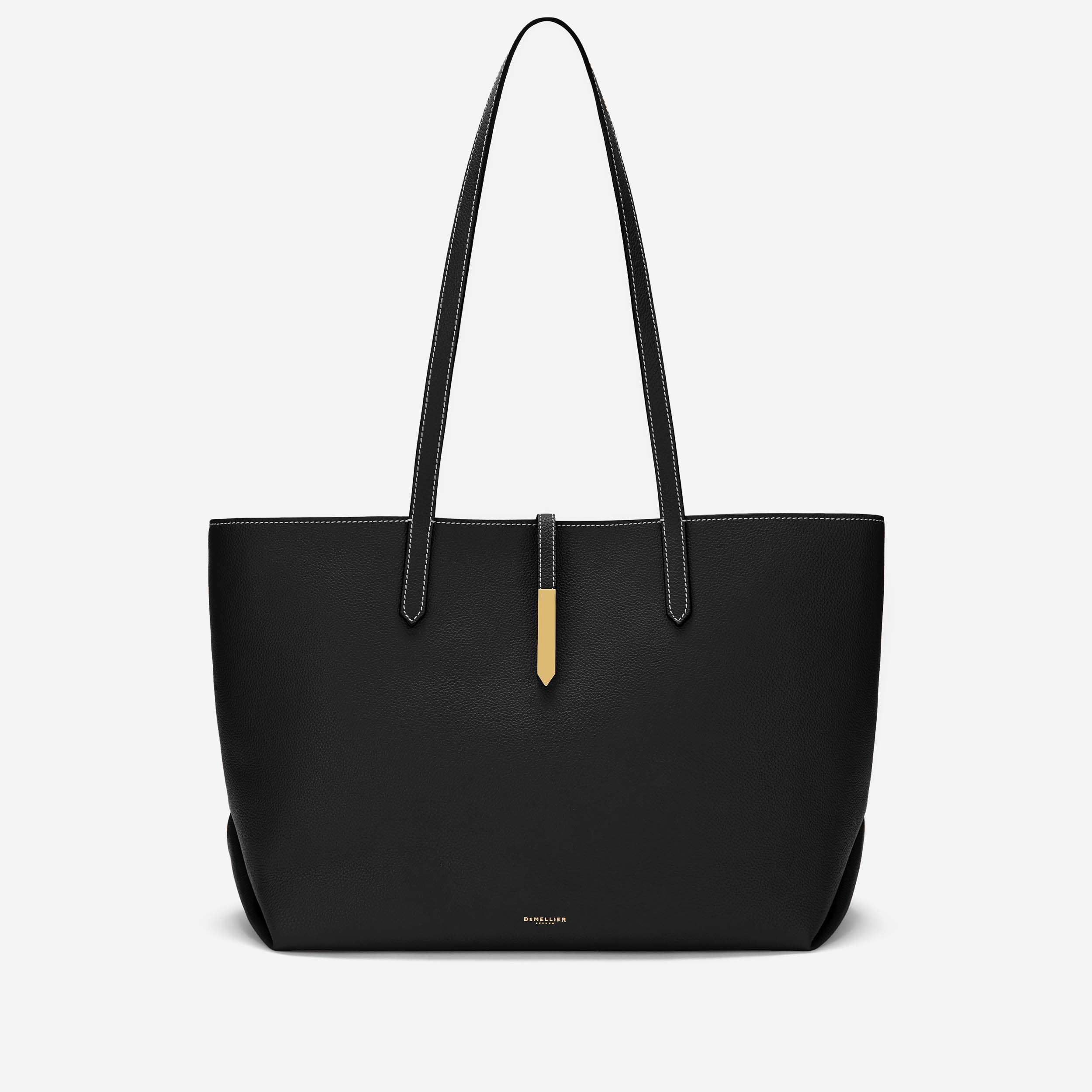 Le sac fourre-tout Tokyo - noir petit grain surpiqûres écrues