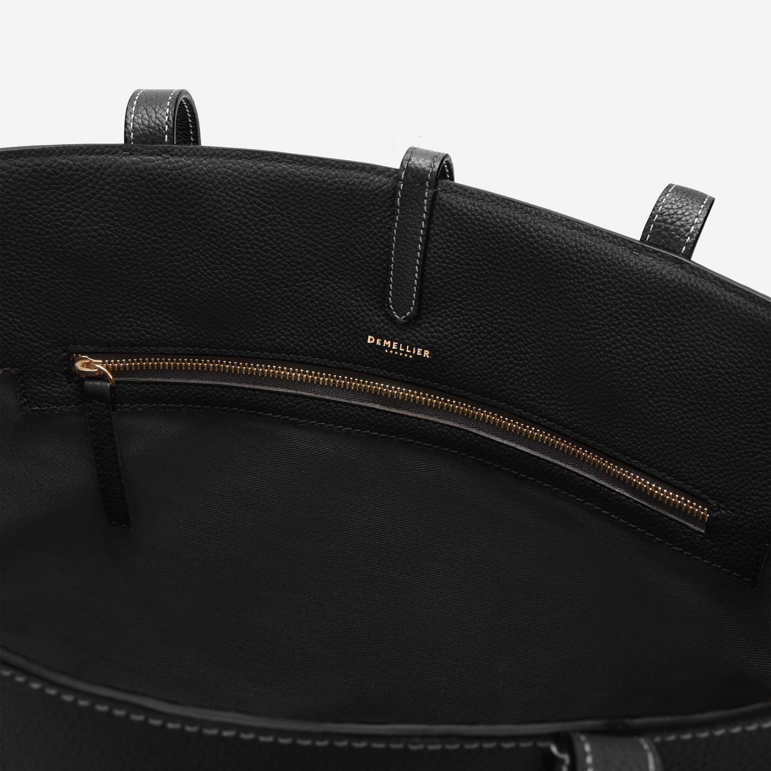 Le sac fourre-tout Tokyo - noir petit grain surpiqûres écrues