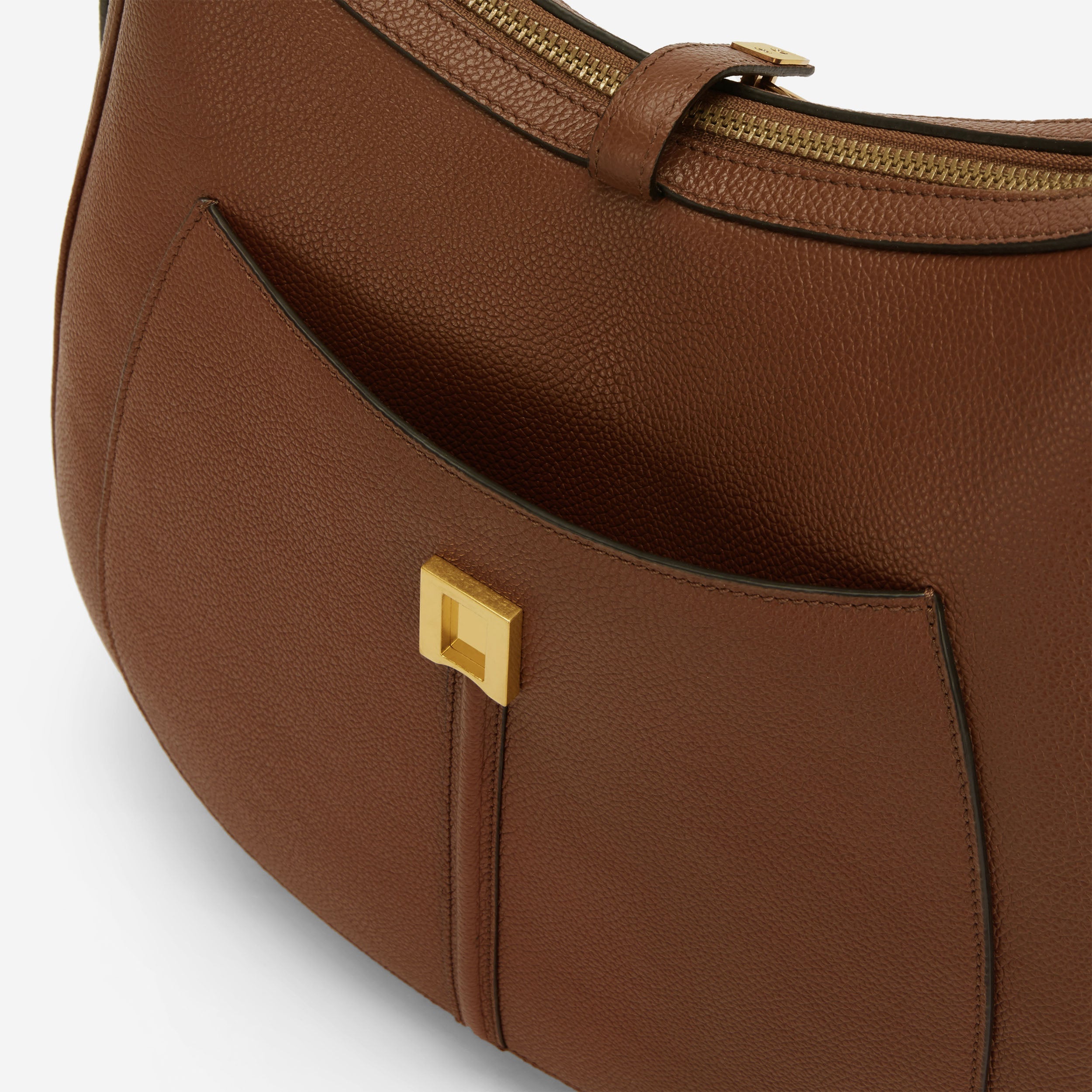 Le sac hobo Siena - beige à petit grain