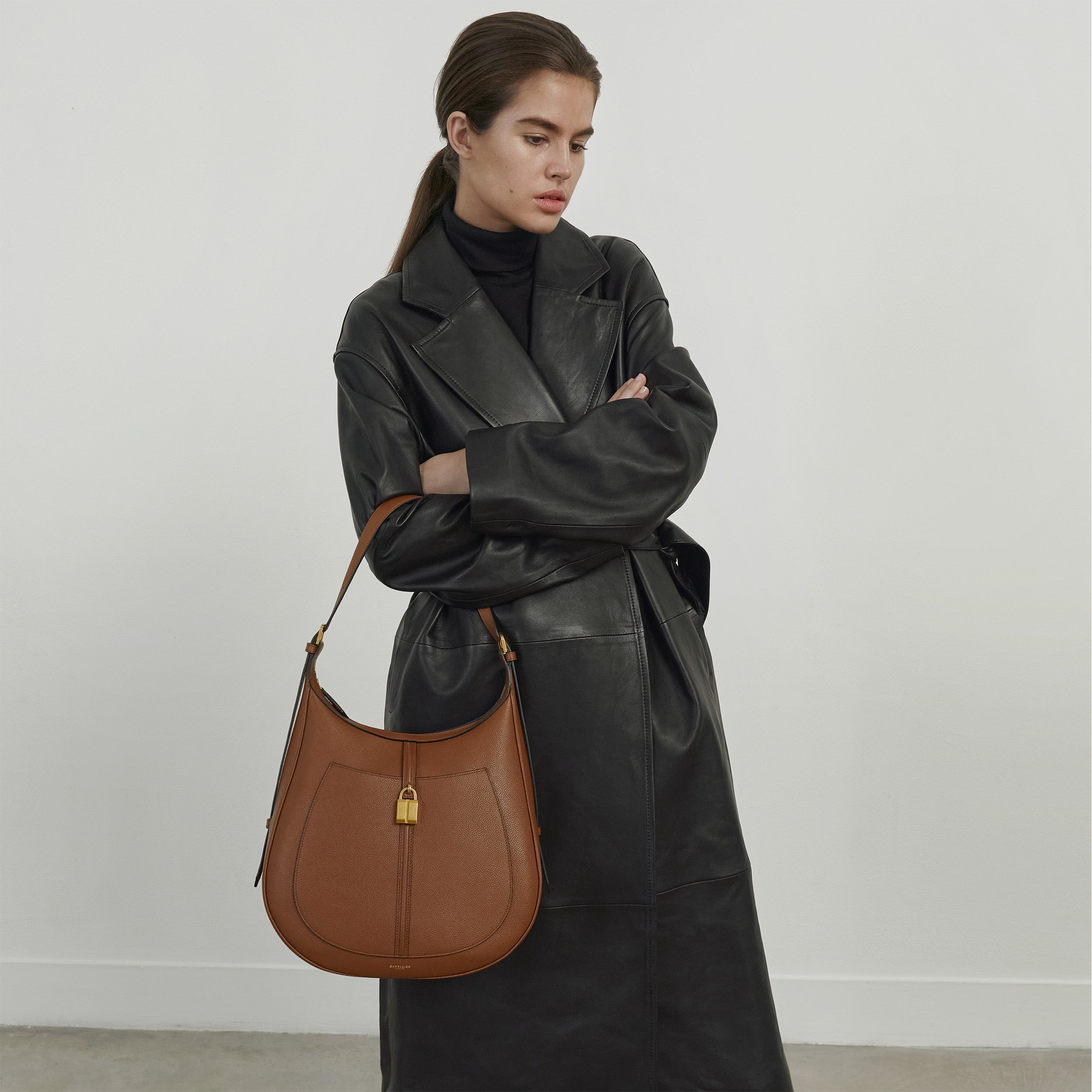 Le sac hobo Siena - beige à petit grain