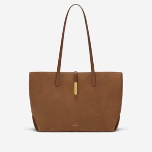The Tokyo Tote - deep tan suede & deep tan smooth