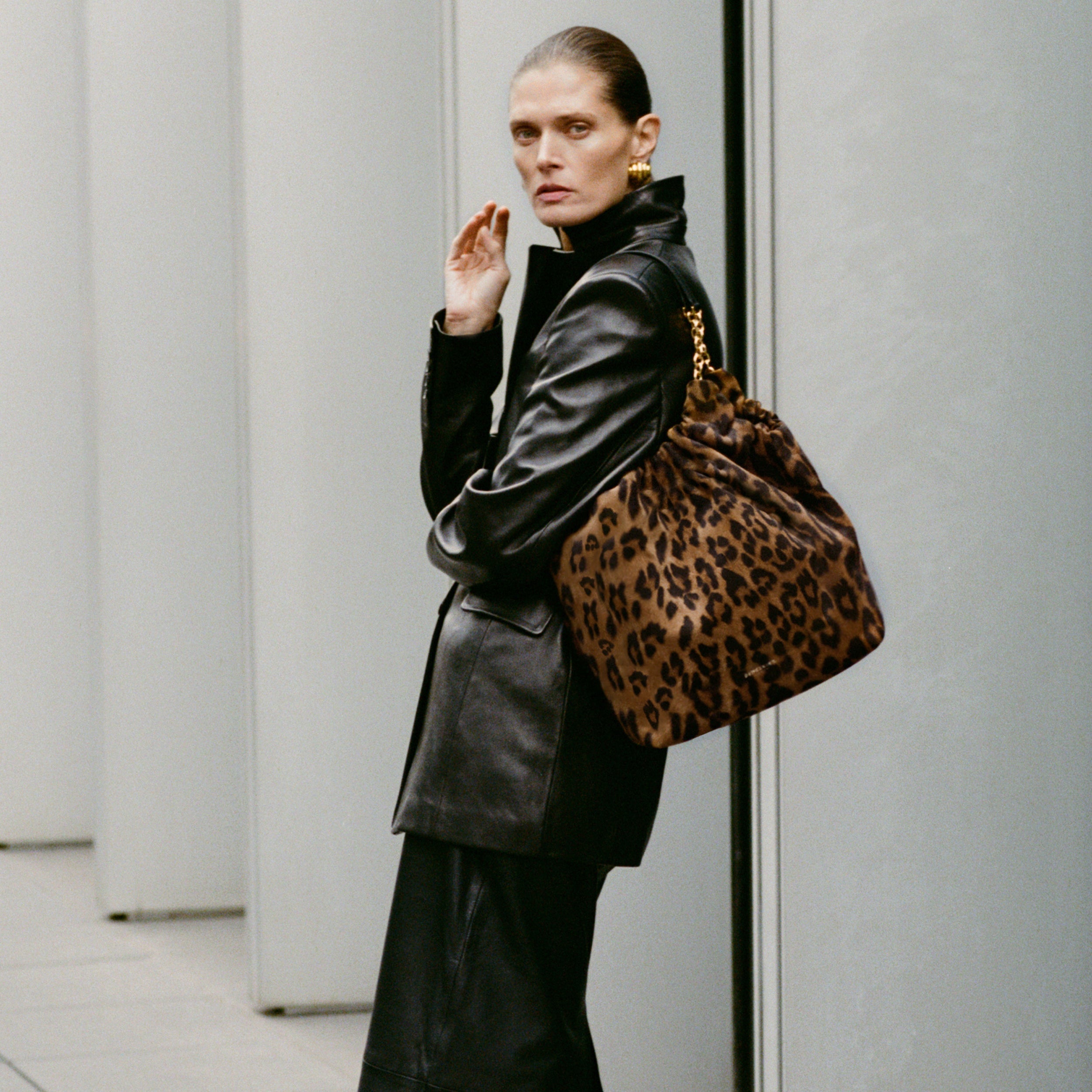 The Miami -  leopard-effect suede & black smooth