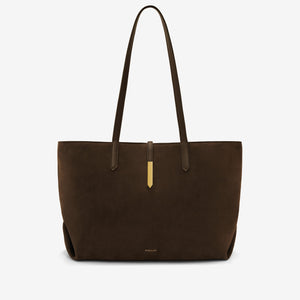 The Tokyo Tote - mocha suede & mocha smooth
